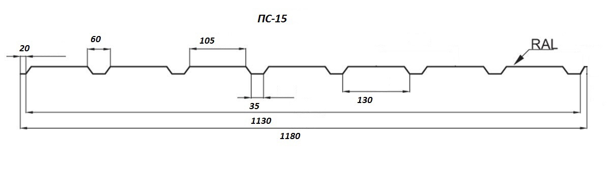 креслення профлиста ПС14